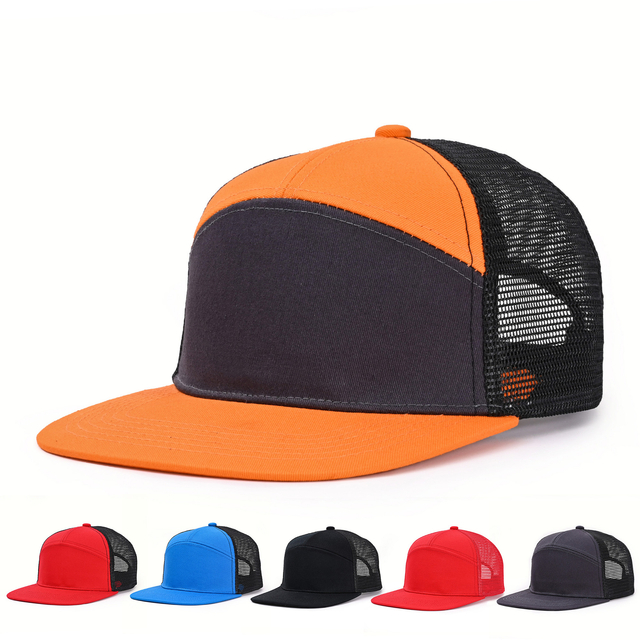 Шляпы грузовиков на заказ вышитый логотип Flat Brim Mesh Snap Back Back Back Caps