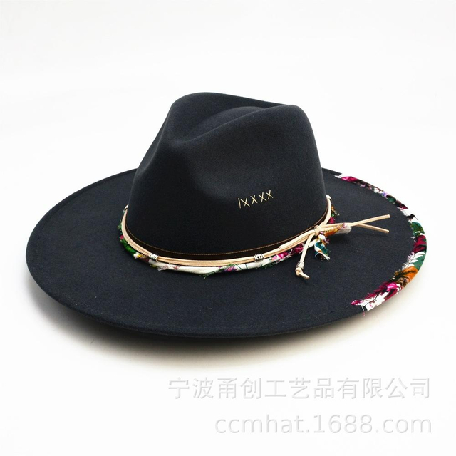 Мода в стиле ручной работы зимней осенью винтажная шляпа Fedora Big Wide Brim England Формальные шляпы