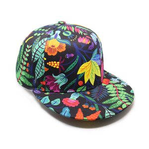 Сублимация печать Pure Cotton Flat Bill Brim Cap, пользовательский логотип Floral Sports Snapback Cap Шляпа