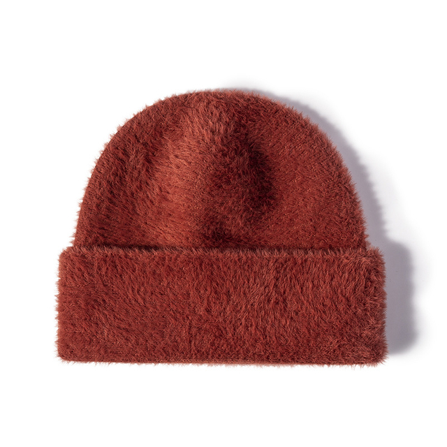 Beanie Blank Imation Mink Пушистый флисовый флисовый флисовый флисовый тепловой вязаный вязаный шерстяная нечеткая манжета Короткие вязаные шапки